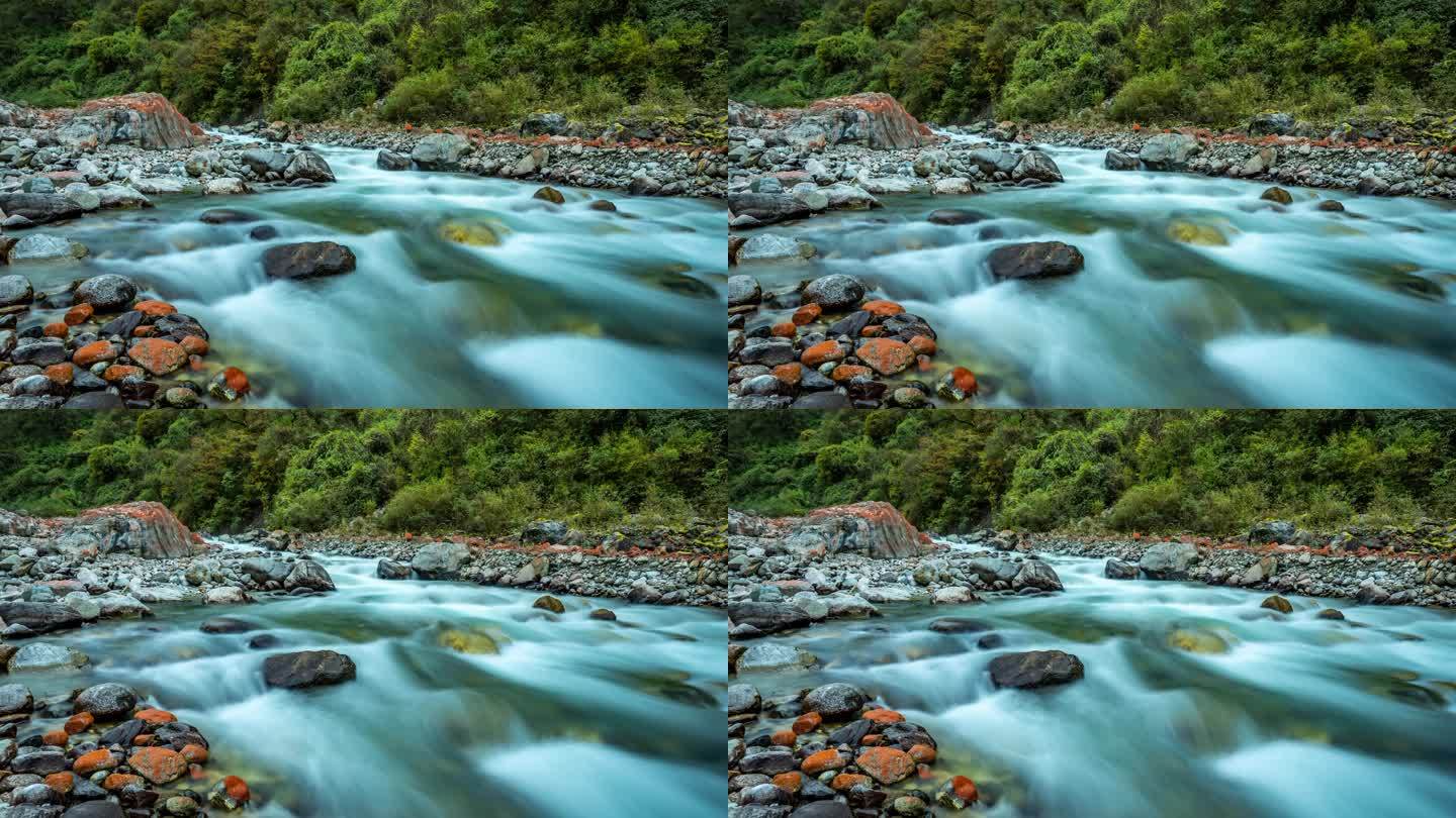 川西高原清澈溪流纯净水水源地4K延时摄影