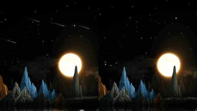 中国风山水明月意境国画竖版视频