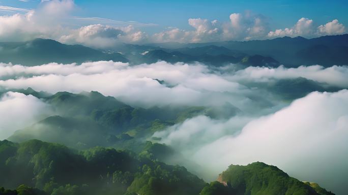 航拍中国风光云海清晨雾气自然风景震撼大气