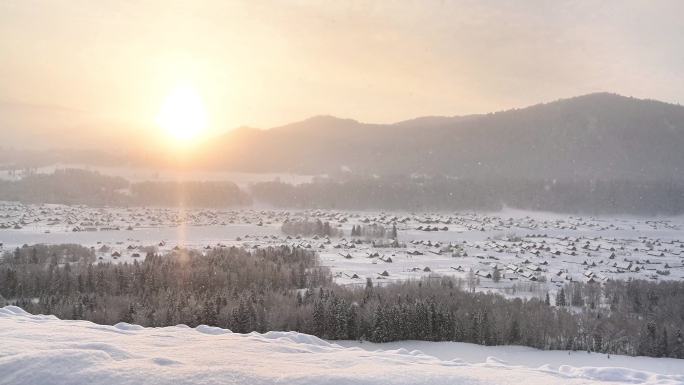 唯美雪景 日出雪景空镜