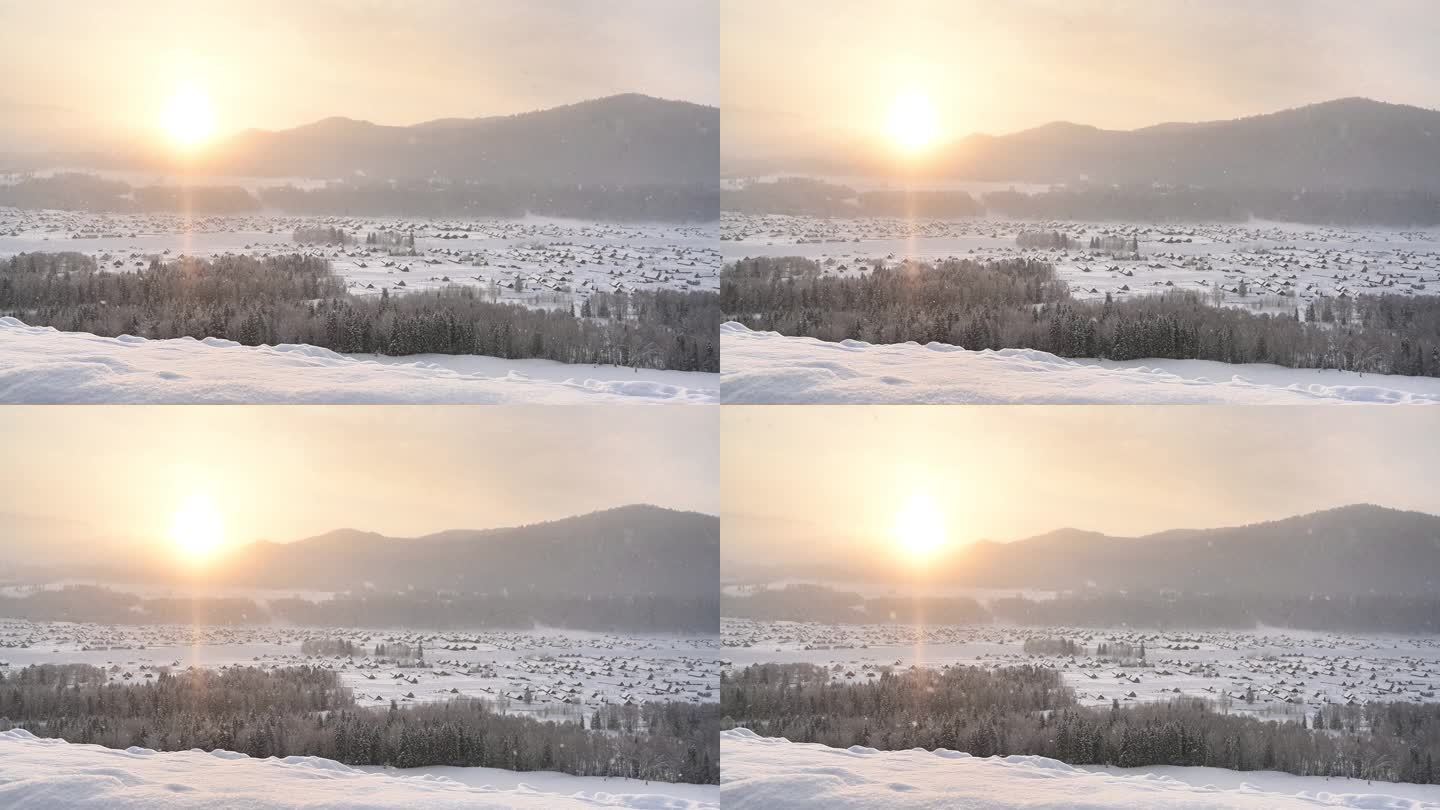 唯美雪景 日出雪景空镜