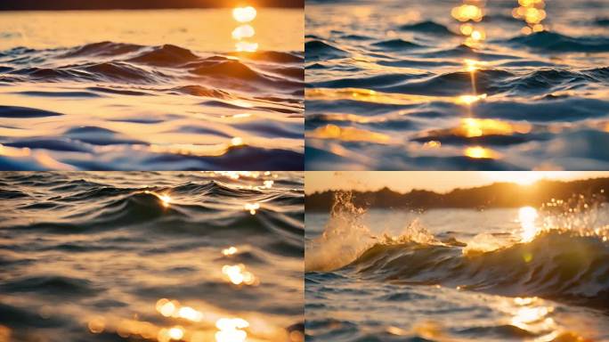 夕阳海面 波光粼粼的水面  金色海面
