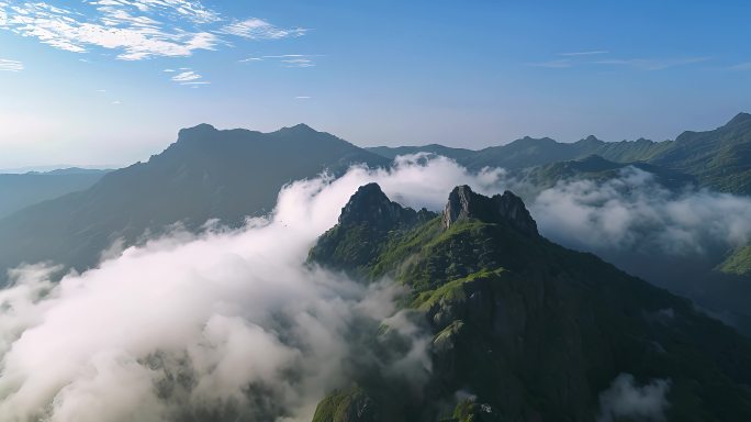 航拍中国风光云海清晨雾气自然风景震撼大气