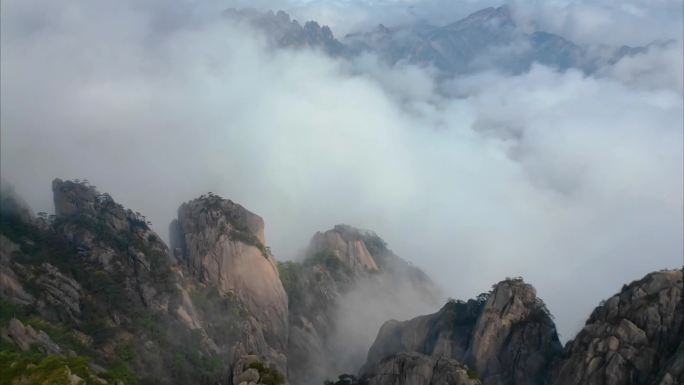 安徽黄山风景区云海航拍延时风景视频素材