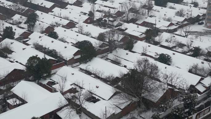 老城区 老房子 城中村 城市雪景 航拍