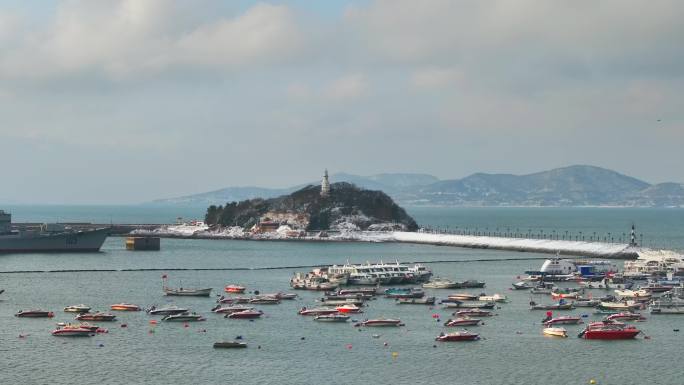 雪后山东青岛小青岛