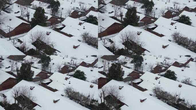 老城区 老房子 城中村 城市雪景 航拍