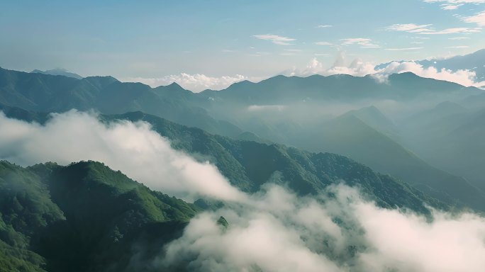 航拍中国风光云海清晨雾气自然风景震撼大气