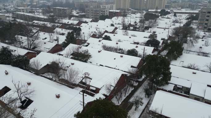 老城区 老房子 城中村 城市雪景 航拍