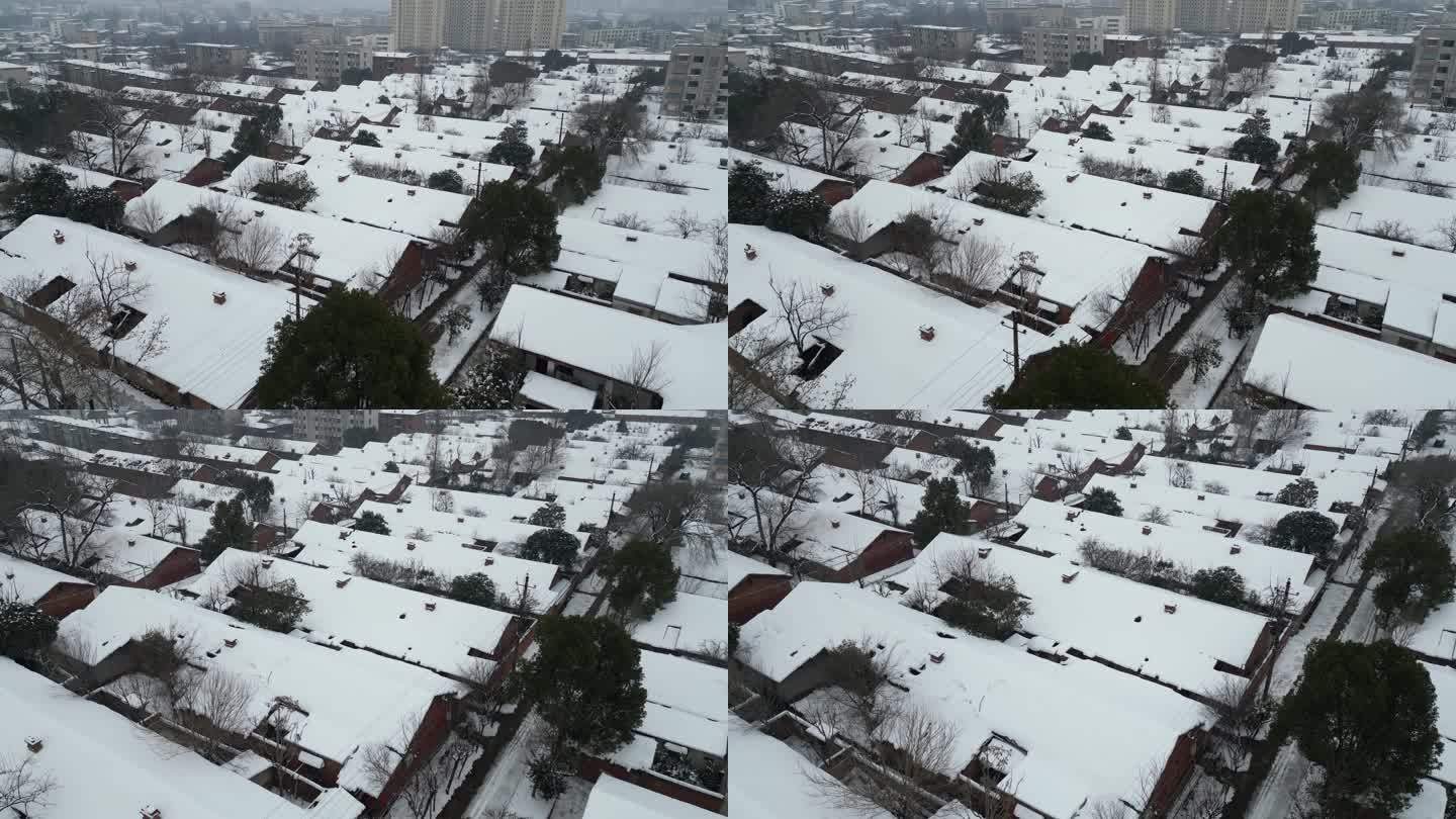 老城区 老房子 城中村 城市雪景 航拍