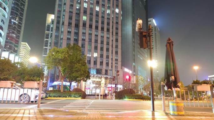 上海市闹市街头夜晚人流延时摄影