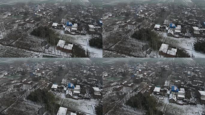 河南农村下雪后大风车田地麦地5