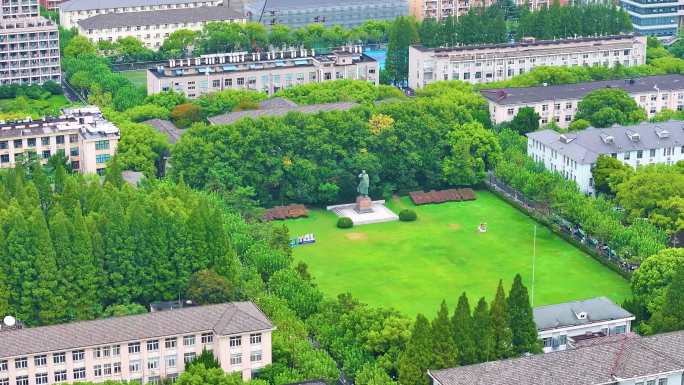 上海市华东理工大学徐汇校区航拍校园风景风