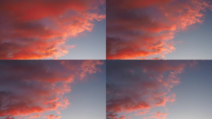 宁静迷人的粉色云朵。细腻的色调勾勒出宁静的氛围。梦幻的全景。日落日出时的天气。飘渺的云。粉红色的红云