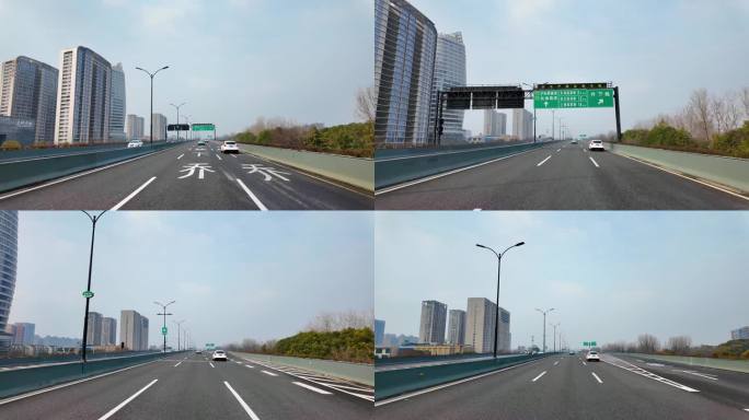 城市马路沿途风景开车第一视角道路公路素材