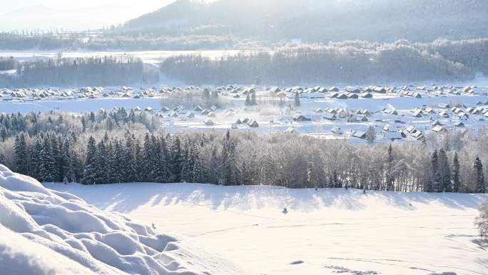 唯美雪景 雪中光柱 空镜素材