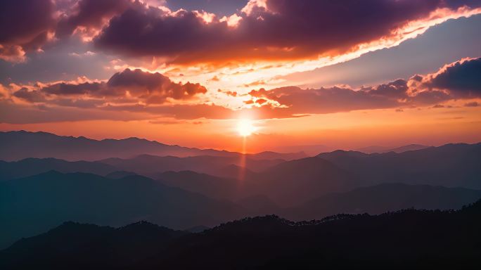 航云海日出日落日出山河自然风光云雾缭绕