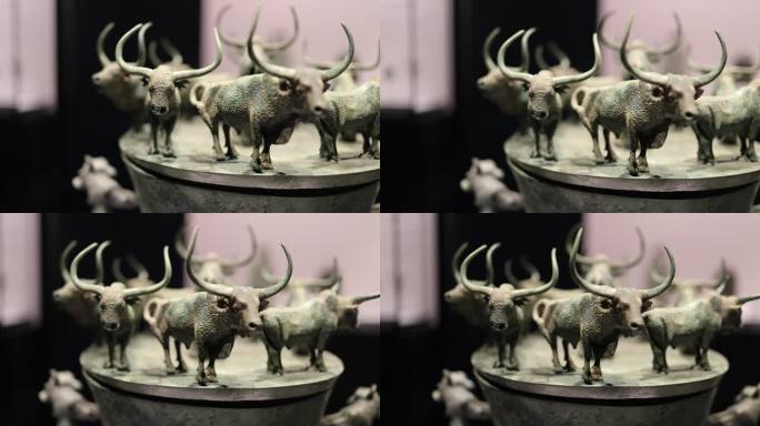 西汉八牛贮贝器，上海博物馆藏青铜器