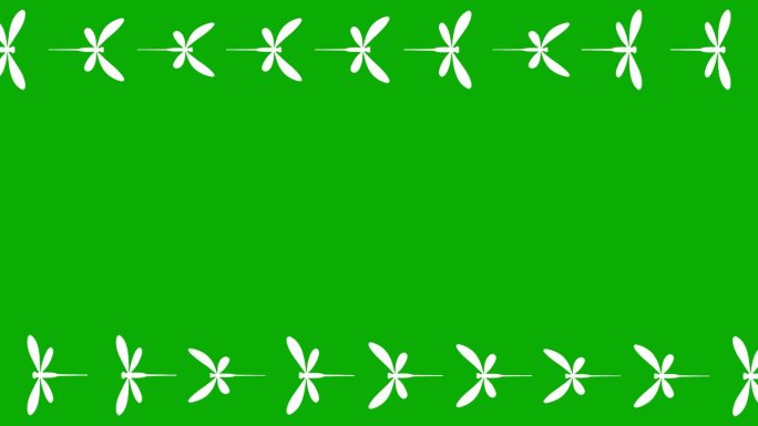 移动蜻蜓动画框架在绿色屏幕背景