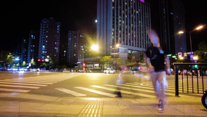 繁忙的城市夜景车流人流延时摄影9