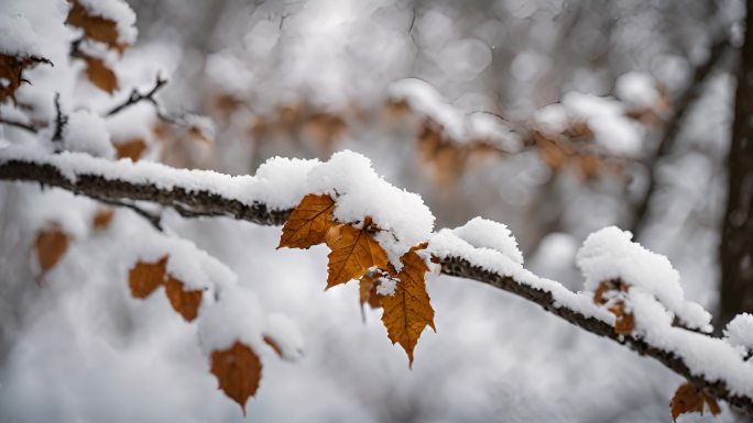 寒冬寒冷冬天下雪冰雪覆盖