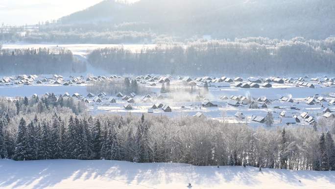 唯美雪景 雪中光柱 空镜素材