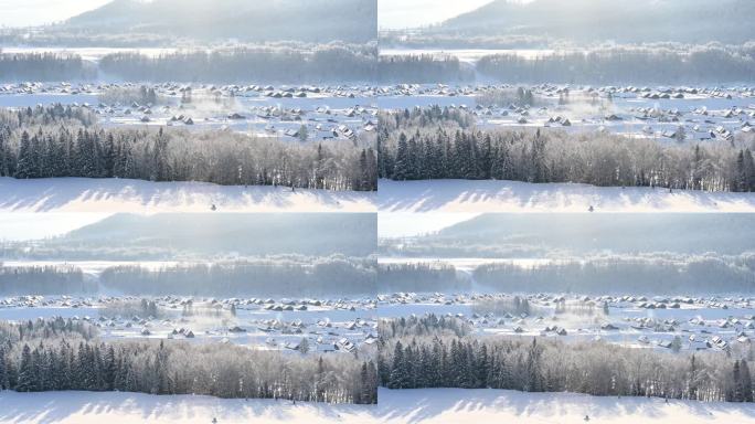 唯美雪景 雪中光柱 空镜素材