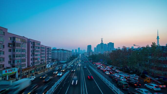 夜转日道路交通延时 时光流逝