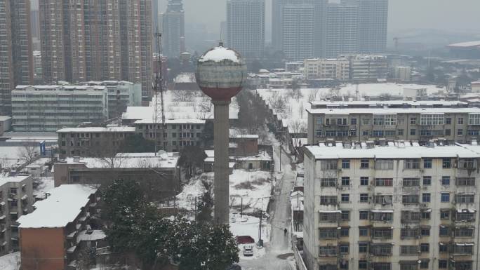 老城区 老房子 城中村 城市雪景 航拍