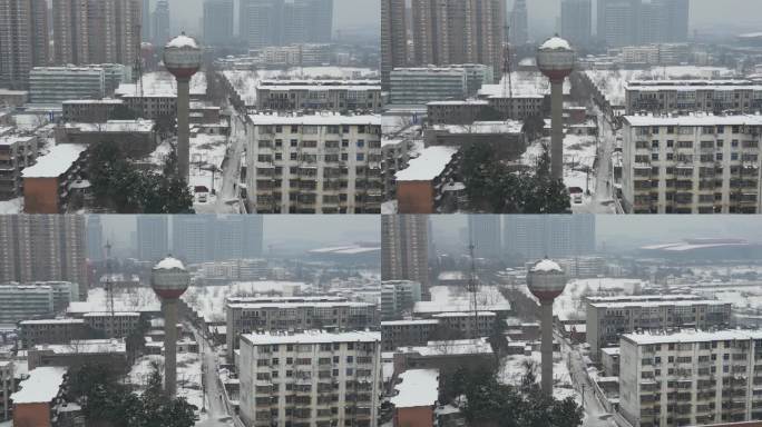 老城区 老房子 城中村 城市雪景 航拍