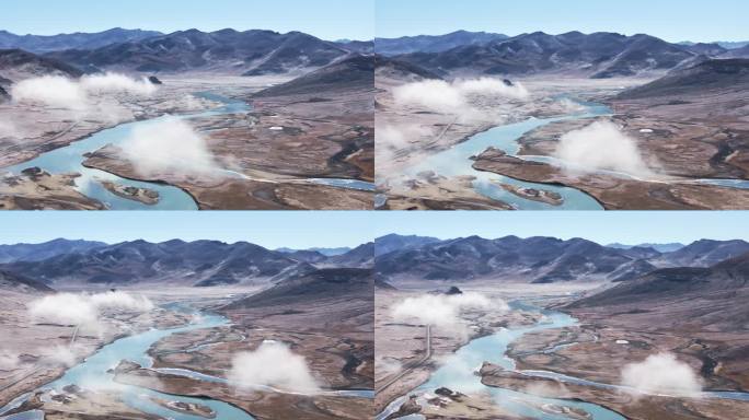 4k西藏阿里低空云空镜云雾河流航拍