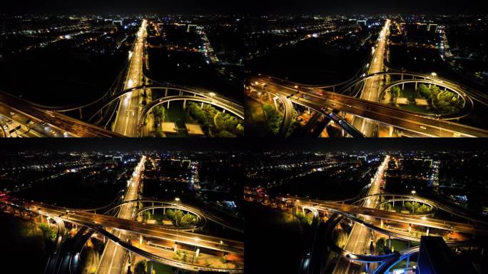 城市立交桥高架桥夜景汽车车流视频素材