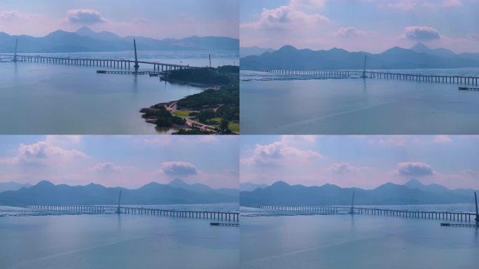深圳湾大桥南山区航拍公路风景风光