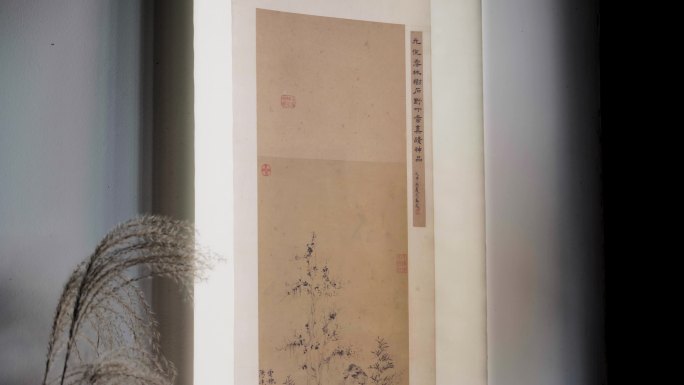 古画展开卷轴装裱展开中国风国画古装场景