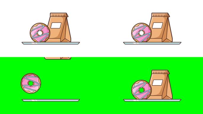 甜甜圈外卖卡通的动画插图。