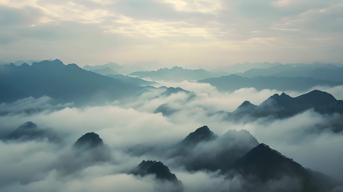 航拍中国风光云海清晨雾气自然风景震撼大气