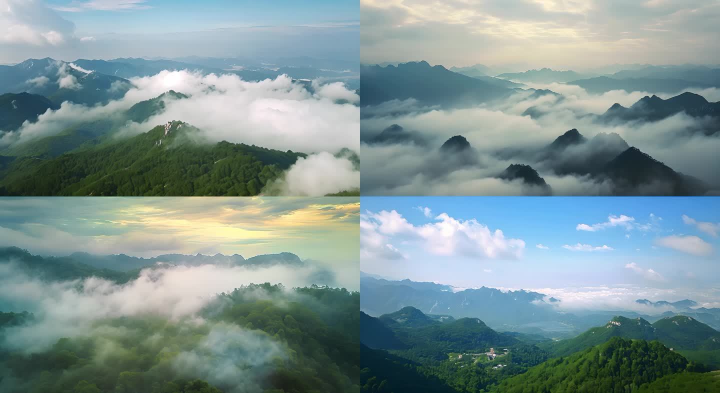 航拍中国风光云海清晨雾气自然风景震撼大气