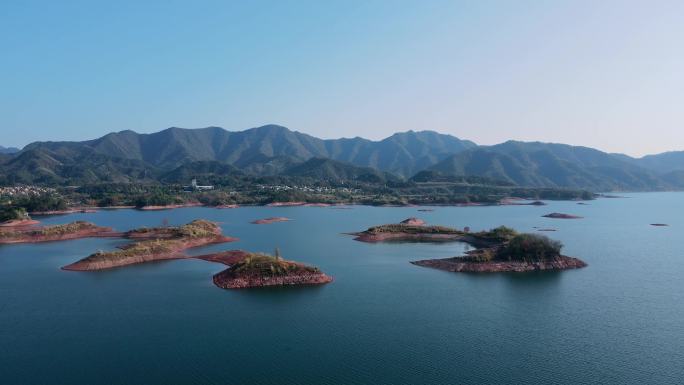 杭州市千岛湖景色航拍 湖景 游轮