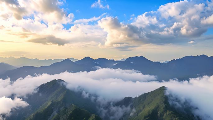 航拍中国风光云海清晨雾气自然风景震撼大气