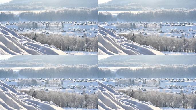 唯美雪景 雪中光柱 空镜素材