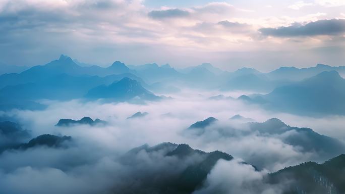 航拍中国风光云海清晨雾气自然风景震撼大气