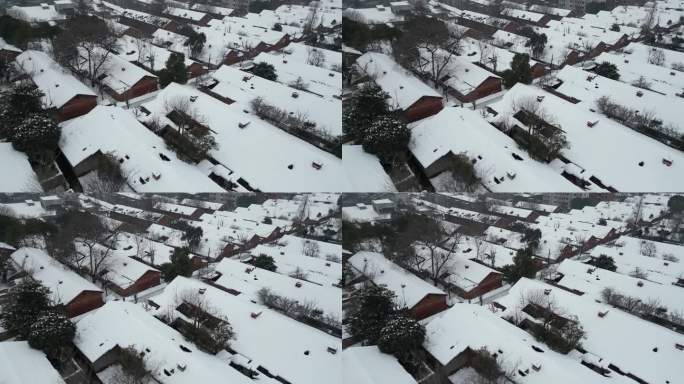 老城区 老房子 城中村 城市雪景 航拍