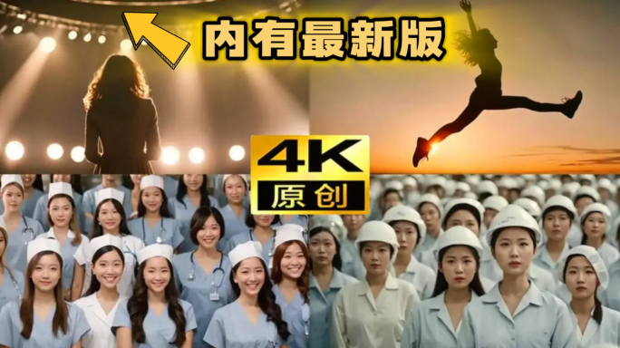 妇女节女性女人团队自信力量劳动者背影笑脸