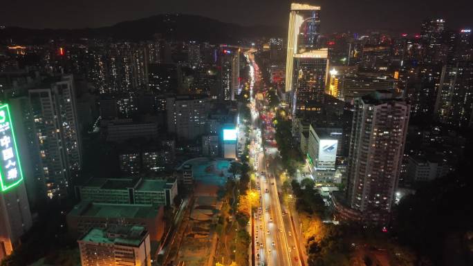 夜晚广州交通城市中央CBD夜景