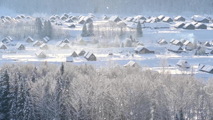 唯美雪景 雪中光柱 空镜素材