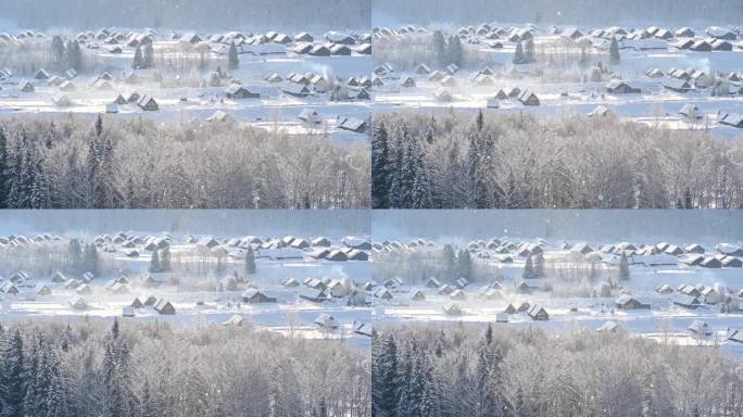 唯美雪景 雪中光柱 空镜素材