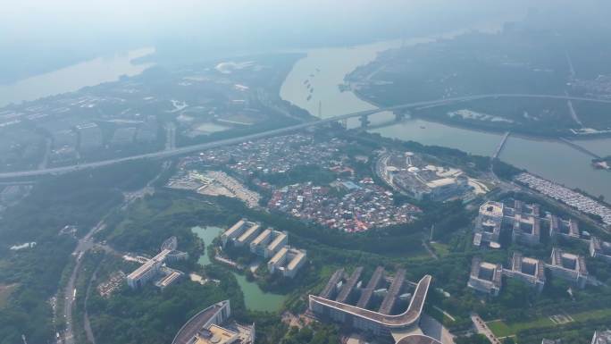 广州大学城航拍广州官洲番禺区广东城市风景