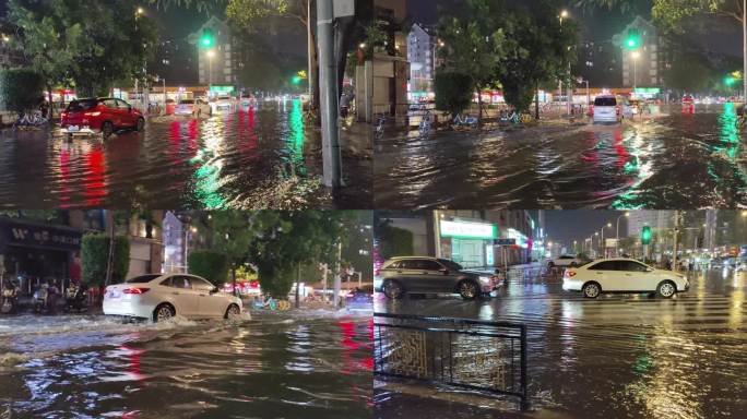 城市内涝 暴雨淹水 电动车涉水 排水系统