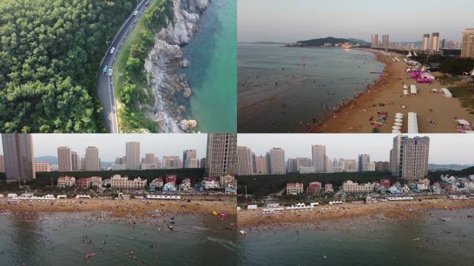 威海火炬八街海边沙滩环海公路