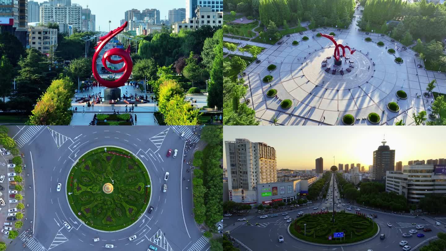 濮阳市中心广场博物馆十字路口航拍合集